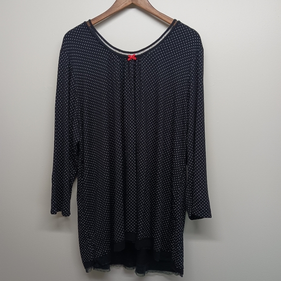 Ellen Tracy Tunic Top Women Plus Size 3X Black White Dots Stretch Relaxed Casual - Picture 1 of 7